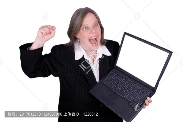 商人拿著筆記本電腦