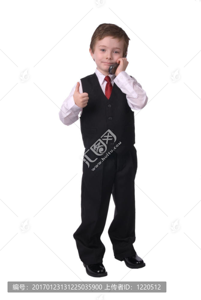 商人男孩在電話里