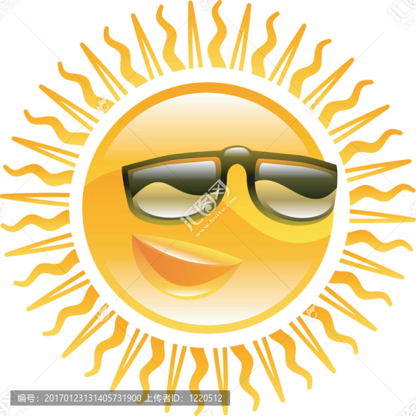 微笑太陽與太陽鏡插圖