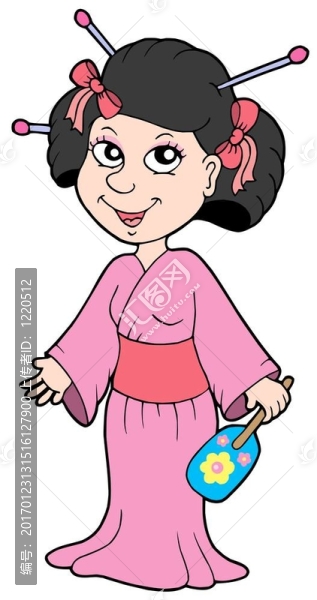 在粉紅色的連衣裙的藝妓