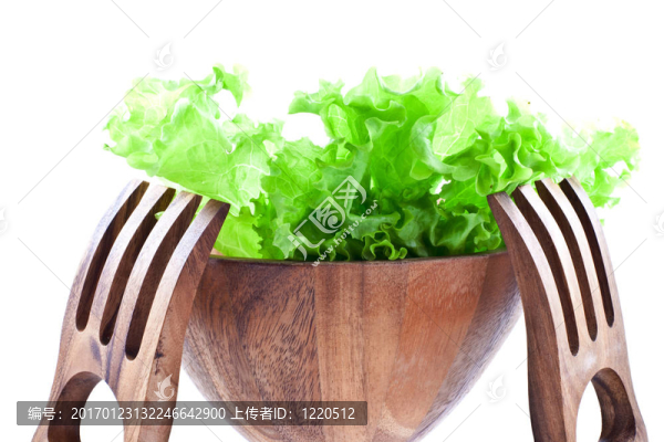 在沙拉碗里的生菜葉