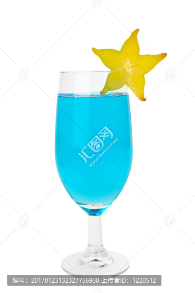 藍(lán)色的雞尾酒與楊桃扎眼