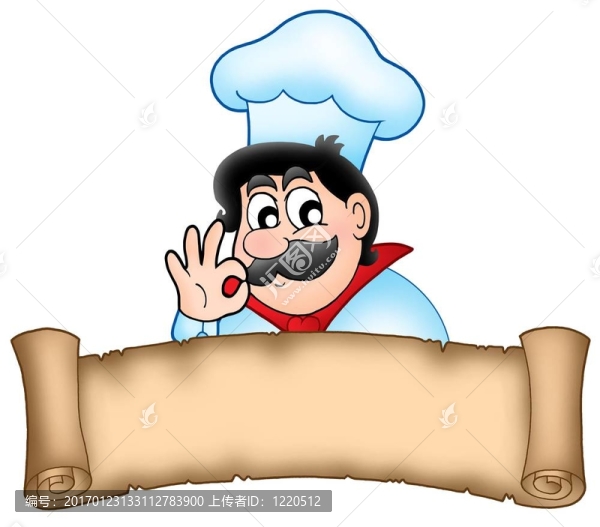 與卡通廚師的旗幟