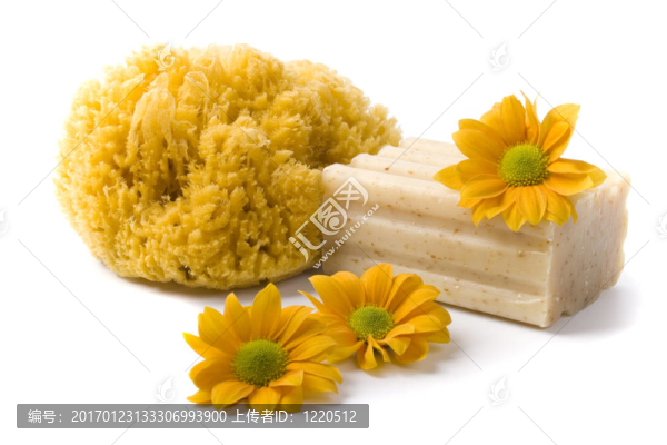 天然海綿；肥皂和花卉