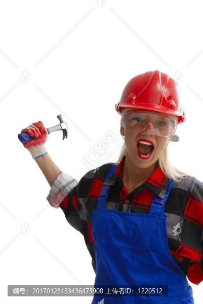 在工作服的女建筑工人