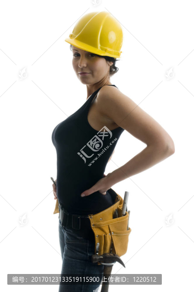 漂亮性感女青年建筑工人