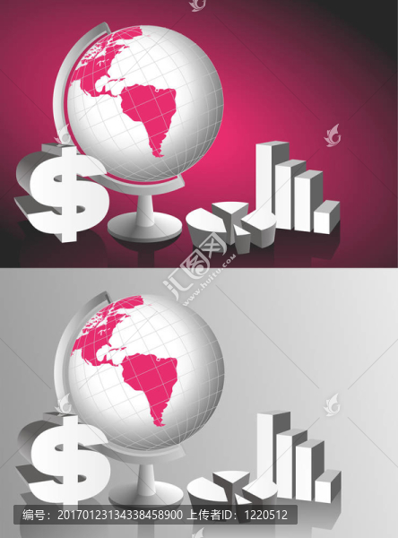 世界全球；美元和圖形圖表