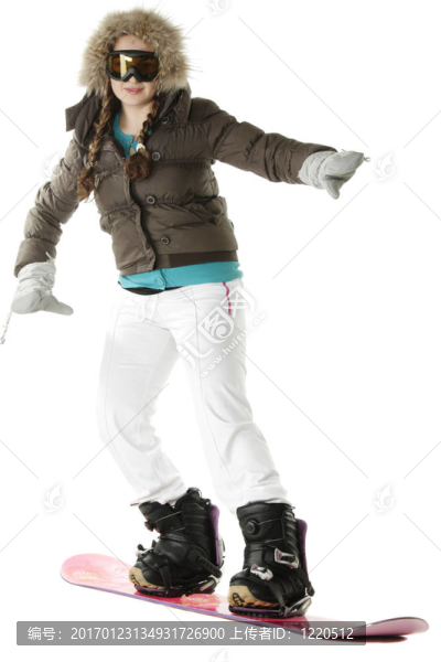 女孩在滑雪板