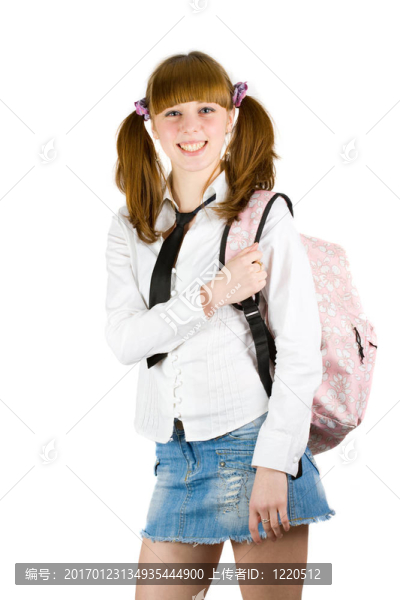 金發(fā)女生孤立在白色