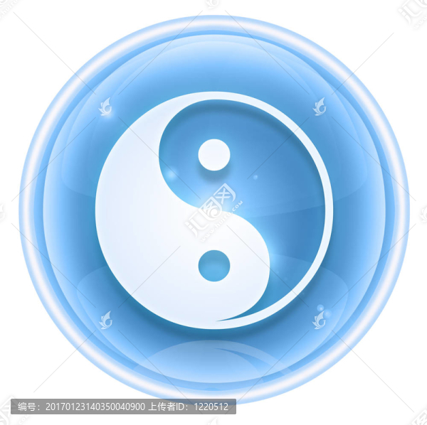陰陽符號冰圖標；白色背景上孤立。