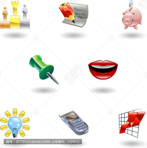 光澤的商業(yè)和辦公圖標(biāo)集