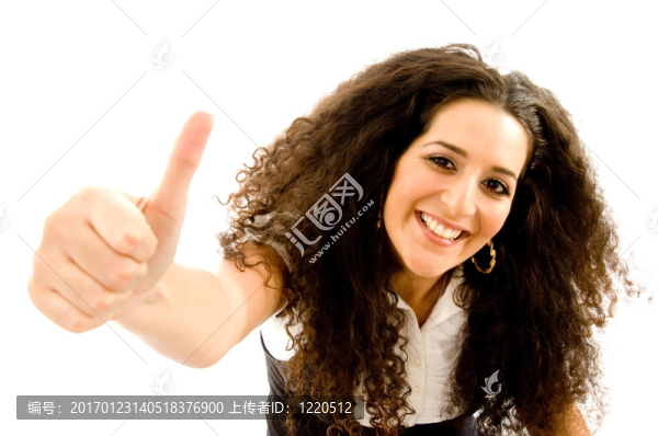時尚的女人豎起大拇指