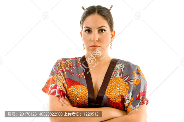穿和服的年輕漂亮的女人