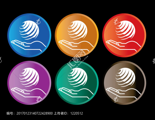 六個(gè)彩色按鈕的集合
