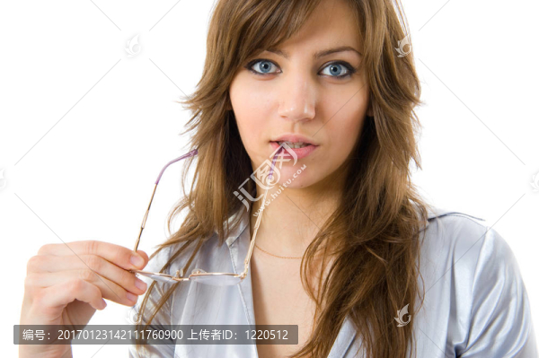 年輕漂亮的女商人戴眼鏡