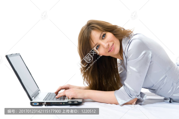 漂亮的女商人用筆記本。