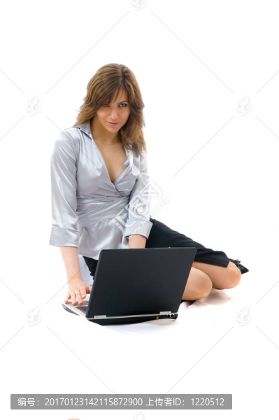 漂亮的女商人用筆記本。