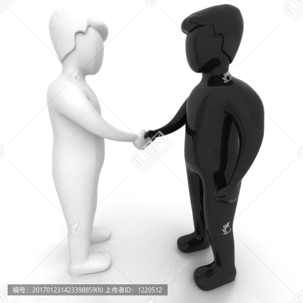握手-,3D黑白人