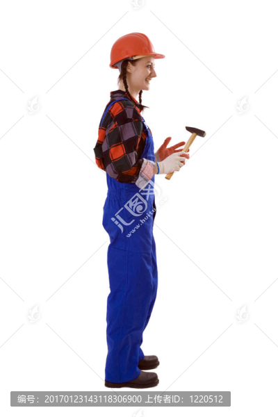 在工作服的女建筑工人