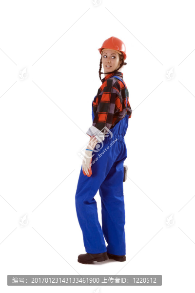 在工作服的女建筑工人