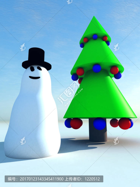 雪人和圣誕樹
