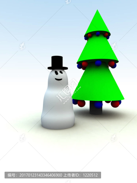 雪人和圣誕樹