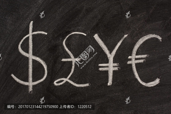 黑板上四種貨幣符號(hào)