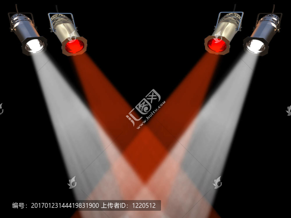 四紅色和白色的聚光燈