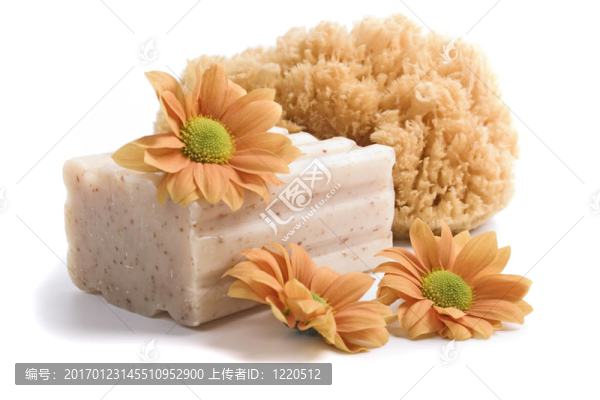 天然海綿；肥皂和花卉