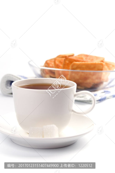 一杯茶；糖和餅干