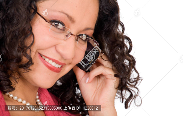 電話上的商業(yè)女人-特寫