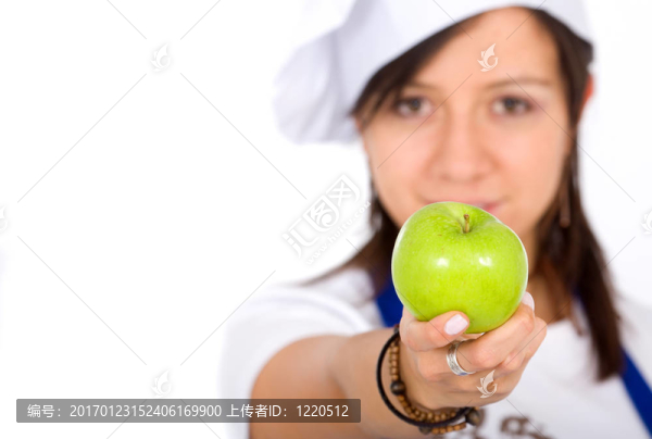 一個(gè)蘋果的女廚師