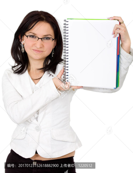 商業(yè)女人展示一個記事本