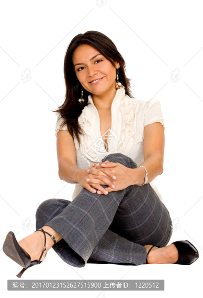 地板上的商業(yè)女人畫像