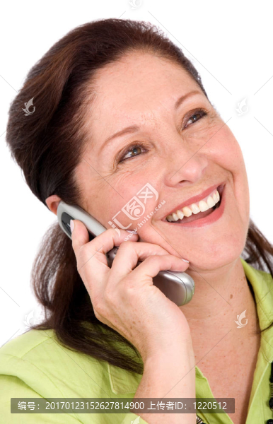 幸福的商業(yè)女人在電話里