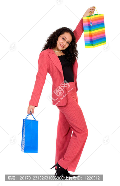 女商人滿意她的購物袋