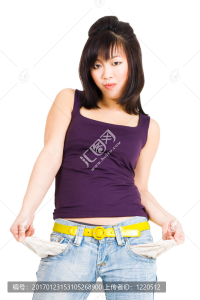 口袋空空的亞洲女人