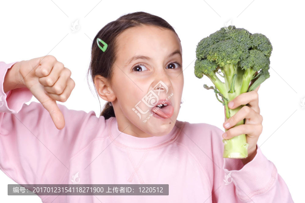 女孩與花椰菜