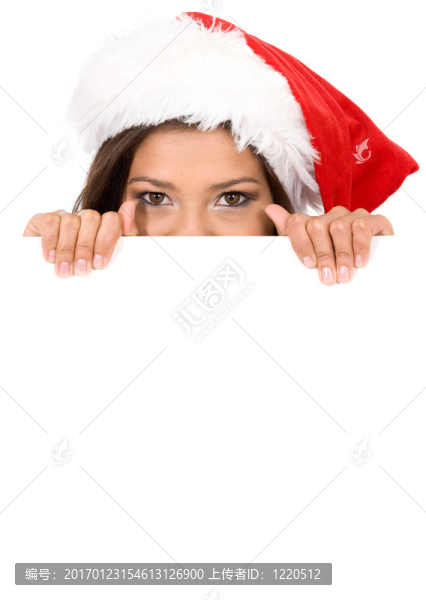 在廣告牌上的女圣誕老人