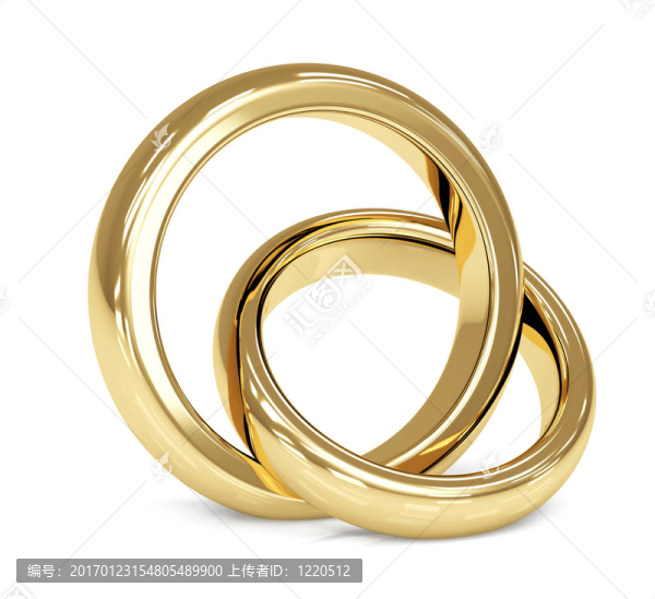 兩個(gè)3D黃金結(jié)婚戒指