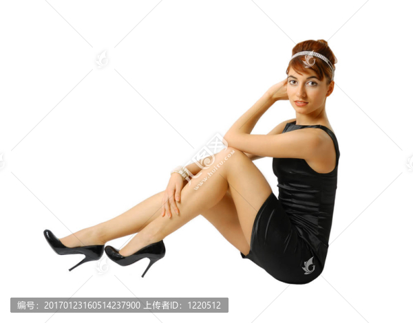 女人在白色上孤立的黑色