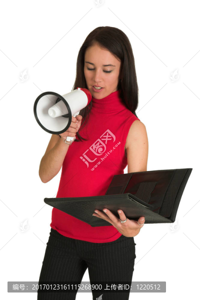 女人用擴音器