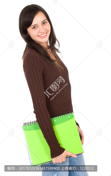帶筆記本的女學生