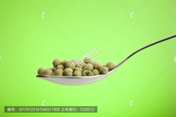 充滿綠辣椒的勺子
