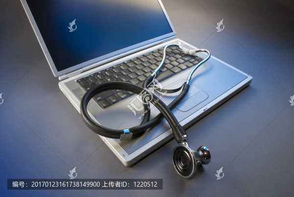 用聽診器的藍(lán)色筆記本