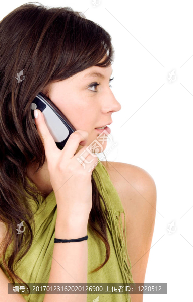 手機上的隨便的女孩