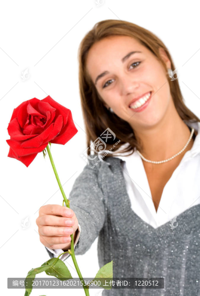 美麗的女孩與玫瑰