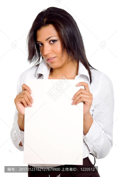 商業(yè)女人拿著一個紙板