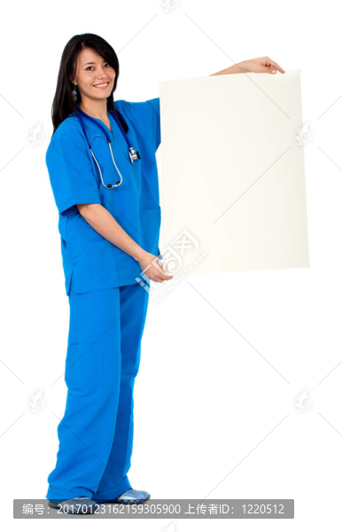 女護士拿著一張白牌