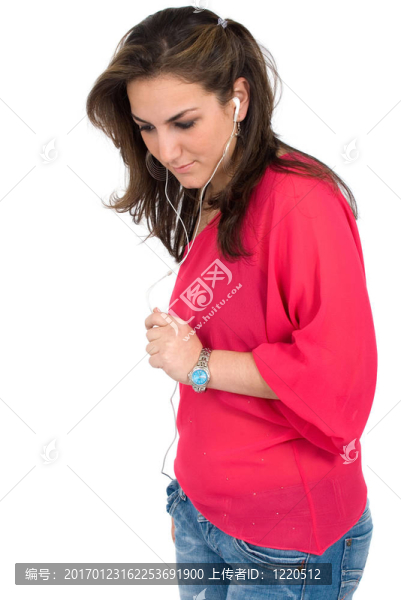 女孩聽音樂